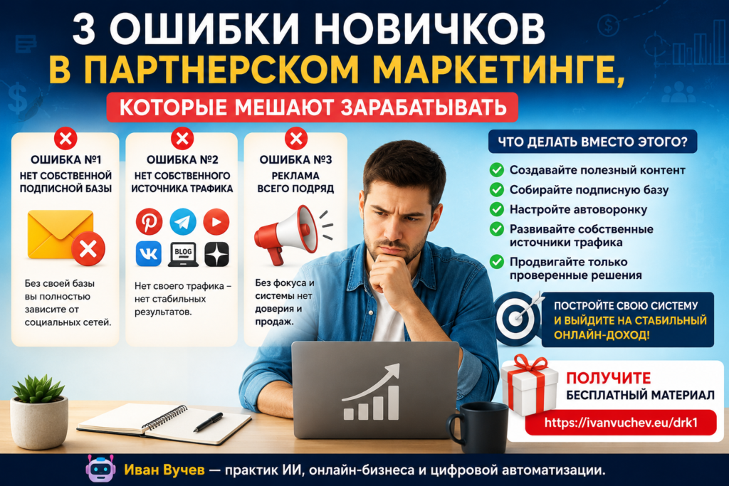 3 ошибки новичков в партнерском маркетинге, которые мешают зарабатывать