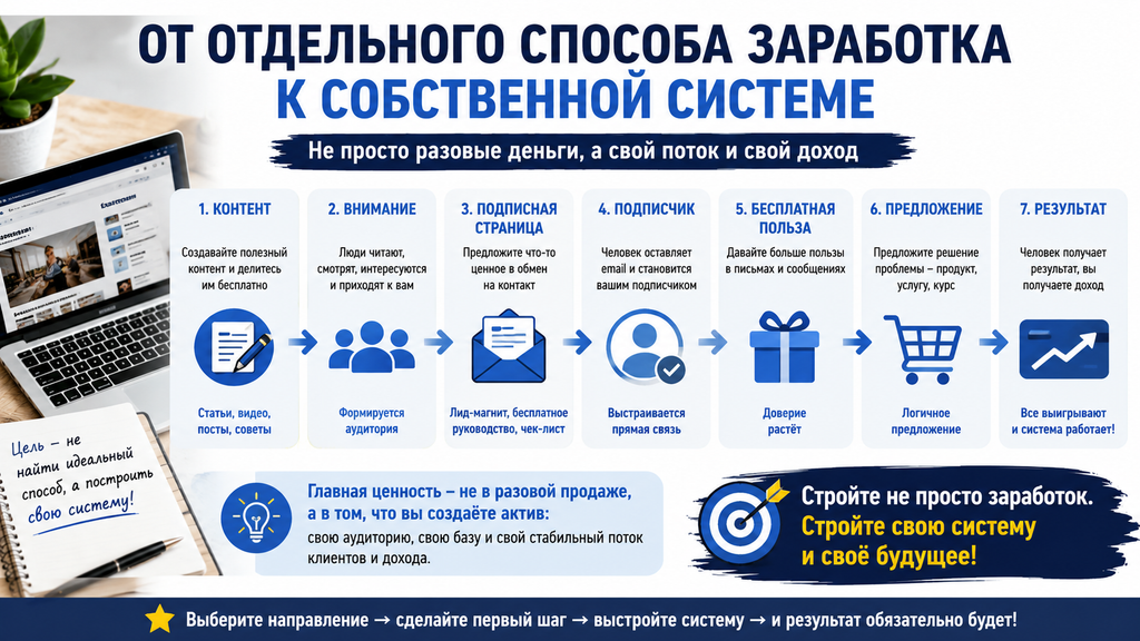 С чего начать зарабатывать в Интернете новичку в 2026 году: 7 рабочих направлений и план на первые 48 часов