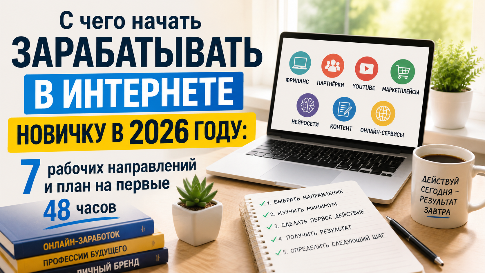 С чего начать зарабатывать в Интернете новичку в 2026 году: 7 рабочих направлений и план на первые 48 часов